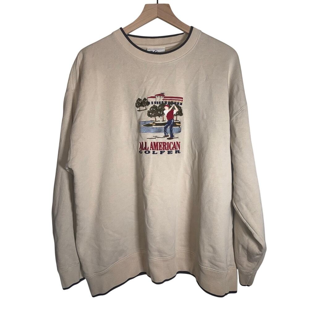 VINTAGE MCC SPORT Embroidered All American Golfer Crewneck Sweatshirt XL